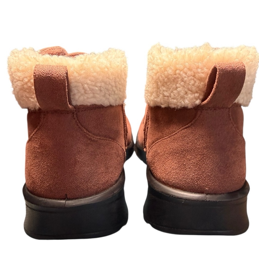 Bzees Garner Shearling Ankle Booties Brown Sz 9 Zip Comfort - Picture 5 of 9